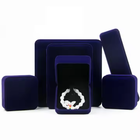 Blue-Black Velvet Jewelry Boxes Packaging Wholesale 