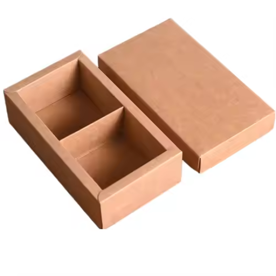 Brown Kraft Boxes With Lid Has A Wide Border On Bottom Base 