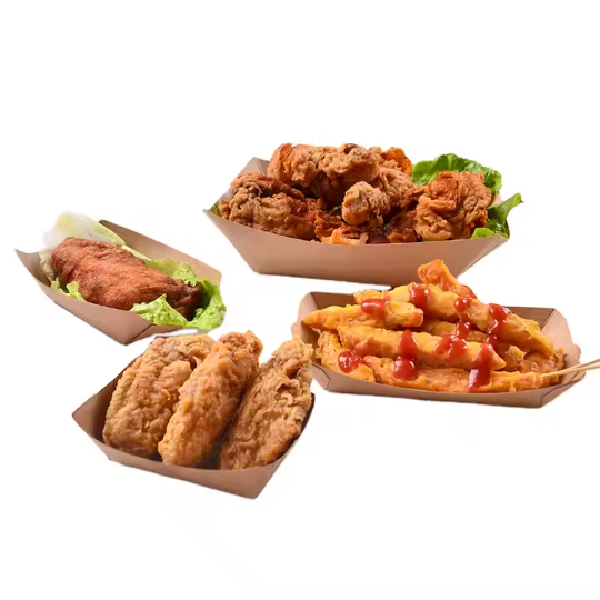 Greaseproof Brown Kraft Paper Fried Chicken Food Boxes Wholesale 