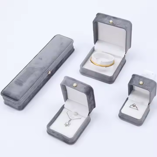 Grey Velvet Jewelry Boxes Packaging Wholesale 