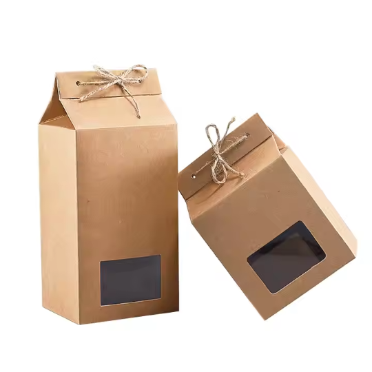 Brown Kraft Paper Gift Boxes Tea Packaging With Rope Closure 