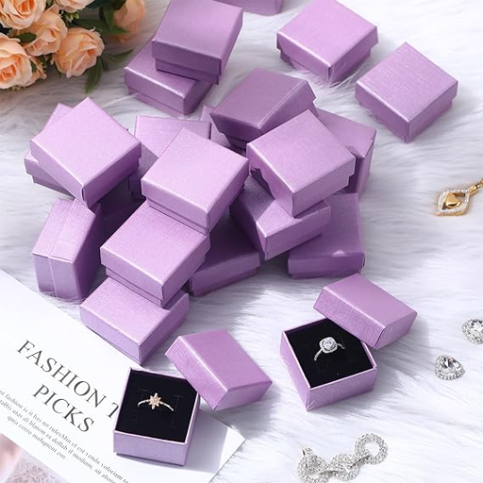 Light Purple Vertical-textured Paper Cardboard Jewelry Boxes With Foam Insert 