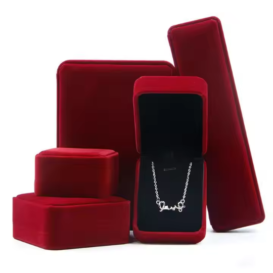 Red-Black Velvet Jewelry Boxes Packaging Wholesale 