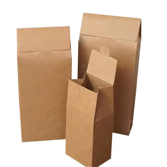 Triangle Top Closure Brown Kraft Folding Boxes For Tea Packaging 