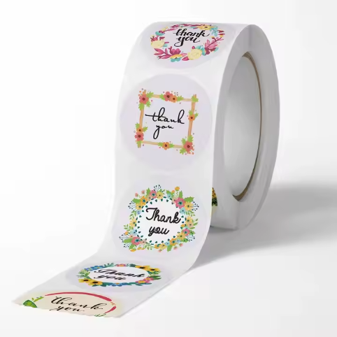 Custom Round Thank You Sticker with White Colorful 