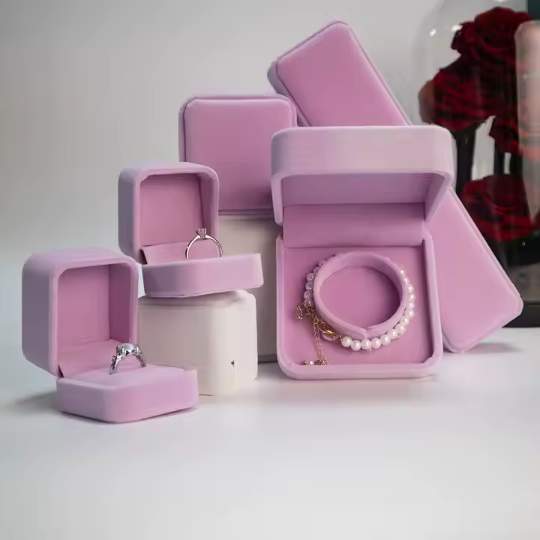 Pink Velvet Jewelry Boxes Packaging Wholesale 